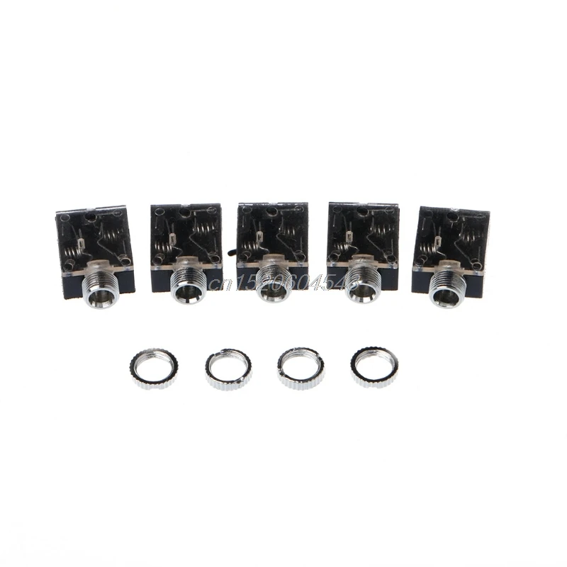 
5 Pcs 5 Pin 3.5mm PCB Panel Mount Audio Jack Socket Connector For Headphone w/Nut 