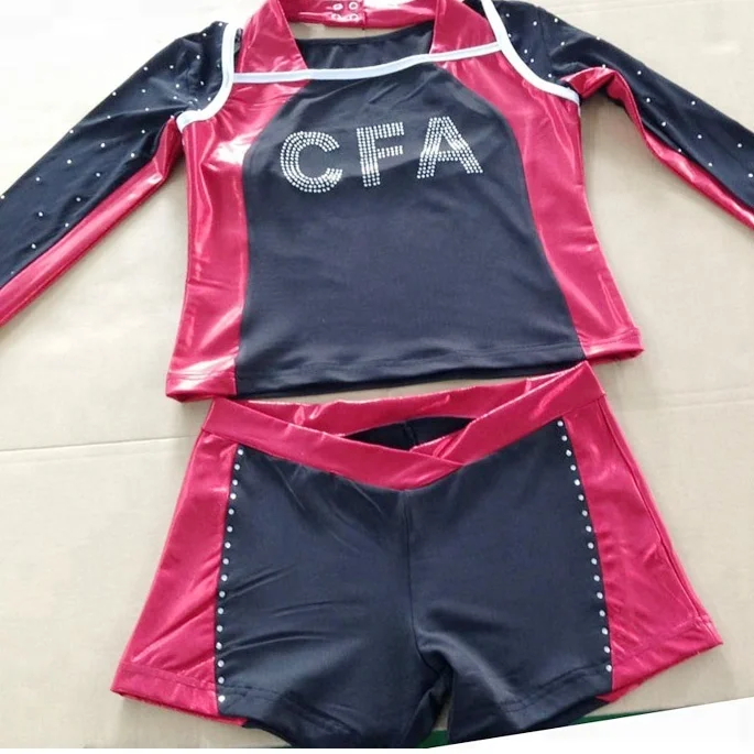 
2018 new metallic shiny cheerleader costumes for cheerleading sports 