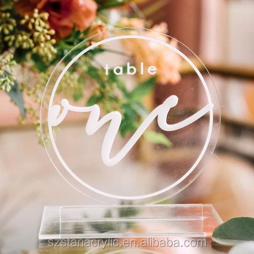 Round Acrylic Freestanding Table Numbers Acrylic Wedding Sign