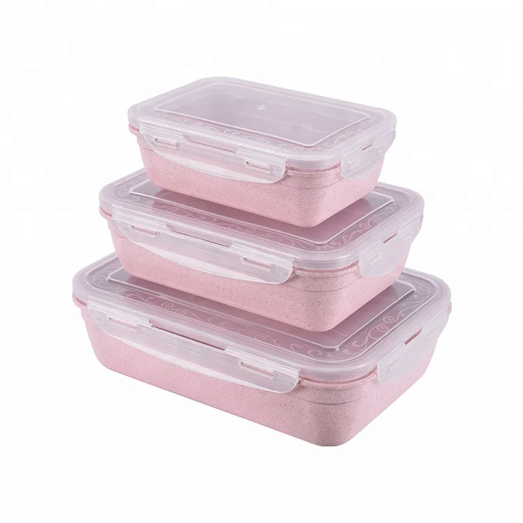 New Product Ideas 2018 Plastic Wheat Straw Bento Box Set