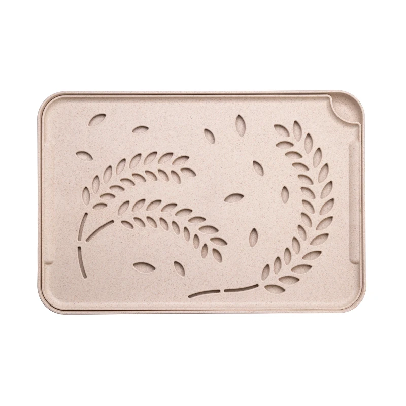 Multipurpose Plastic Wheat Straw Dry Fruit Tray  and Draining Strainer Leaking Serving Tray For Cup