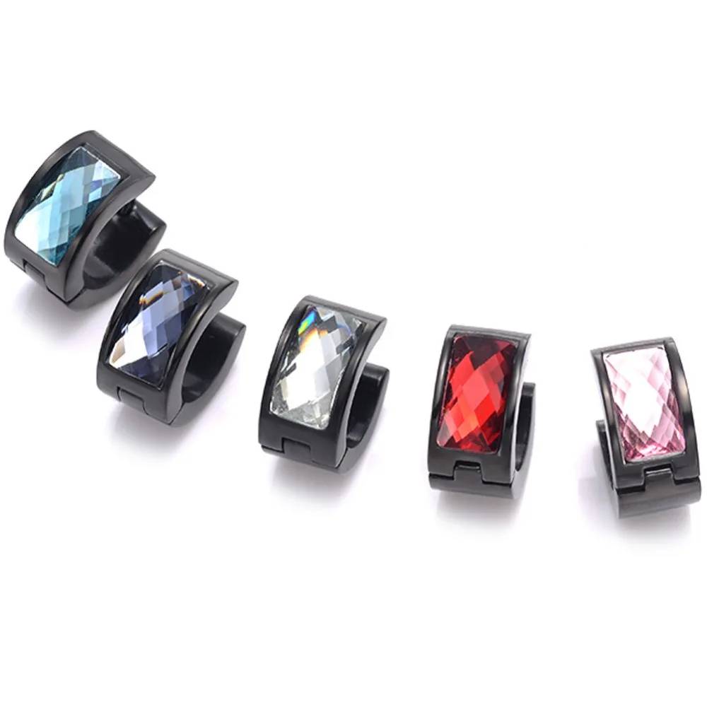 Black earring latest models stainless steel crystal cube beaded jewelry earring