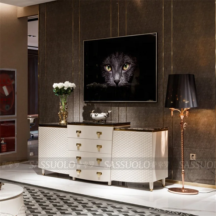 
Sassuolo best-selling Postmodern Design Stainless Steel Leather Marble sideboard 