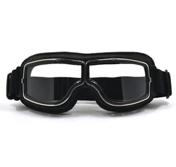 Brown Leather Frame with Clear lens Vintage Goggles motorcycle mask goggles