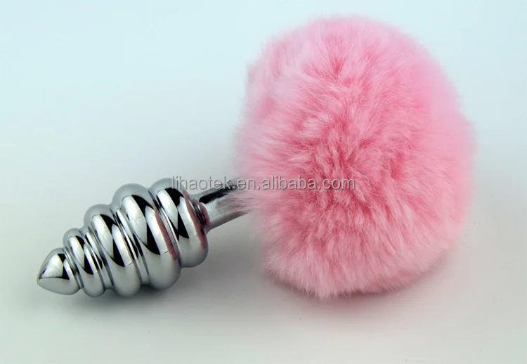 Small Size Metal Anal Plugs Many Colors Rabbit Tail Anal Plug Spiral Beads Sex Toys