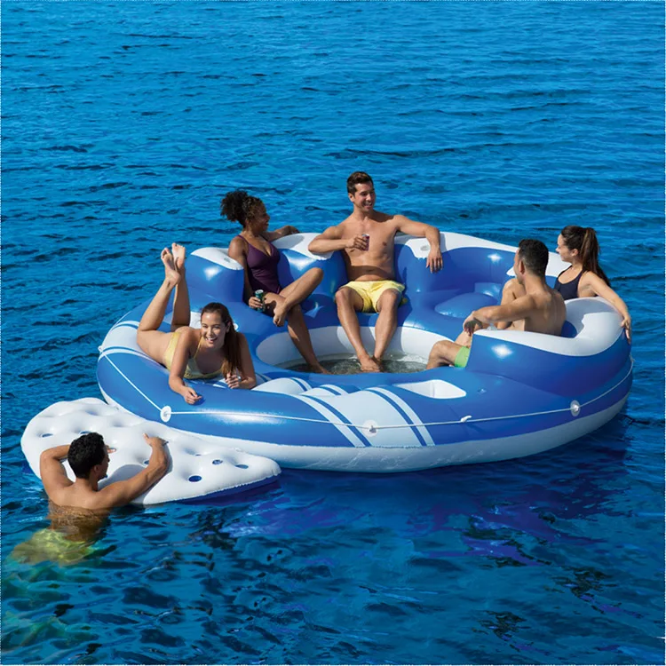 Heavy Duty Inflatable Island 6 Person Raft Lounger Float