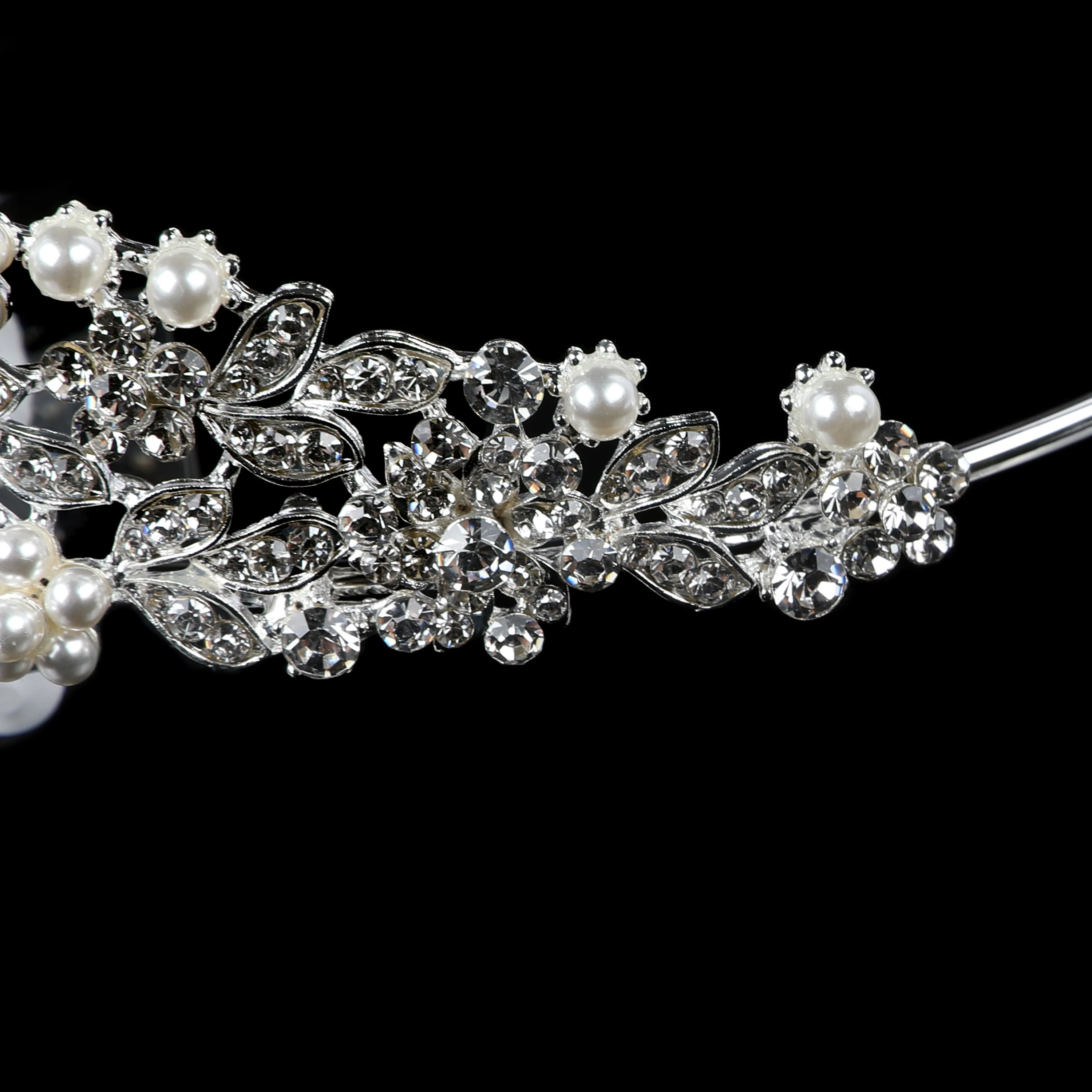 Silver rhinestone pageant handmade custom and crown headpiece bridal wedding crystal