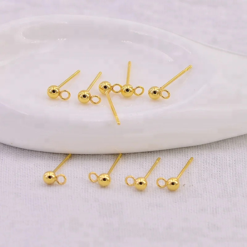 Making earring accessories Golden pin with ball head A86273