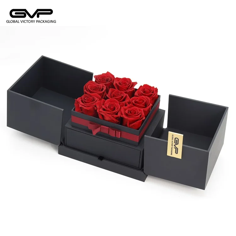 Factory Direct wood Flower Box Customized Everlasting Flower watch Box wedding Rose Gift Box