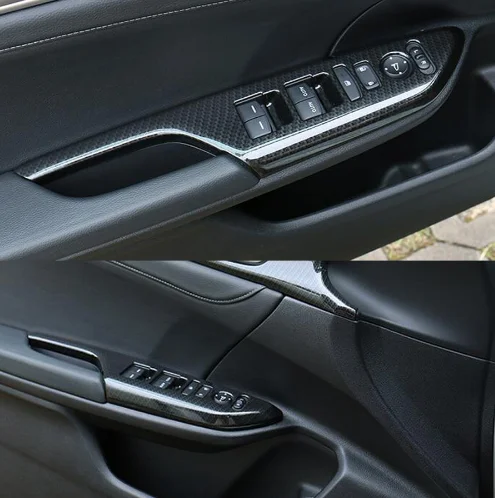 Carbon Fiber 4Pcs Door Handle Armrest Trim For Honda Civic 2016 2017 cover sticker Interior Moldings Accessories