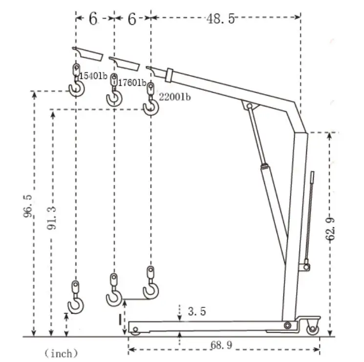 
Hydraulic Foldable Shop Crane Conforms to CE Safety Standard 