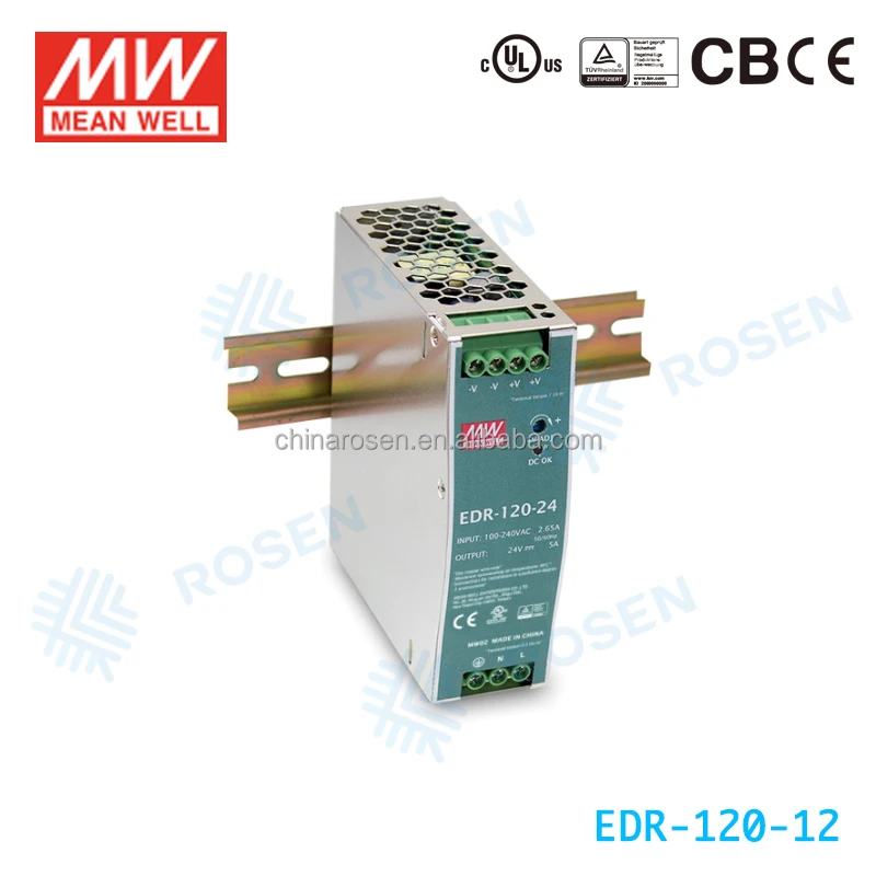EDR-120-12 AC-DC экономичный и тонкий 120 Вт 12 в оригинальный источник питания Meanwell на DIN-рейке 10 А