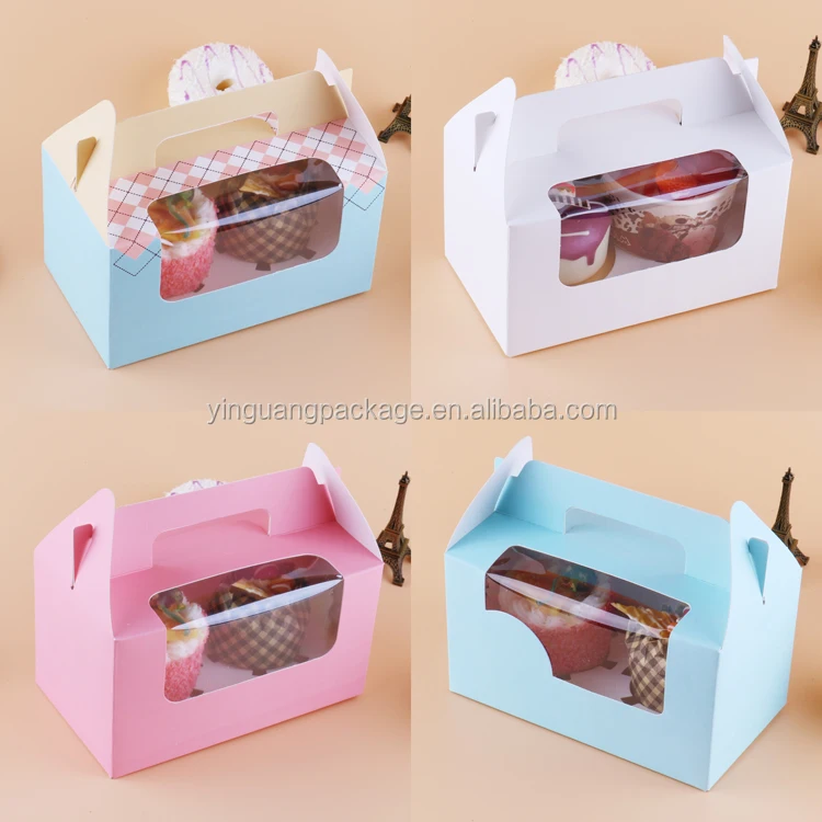 Customized Food Grade Paper Muffin Cupcake Donut Packaging Box with Clear Window