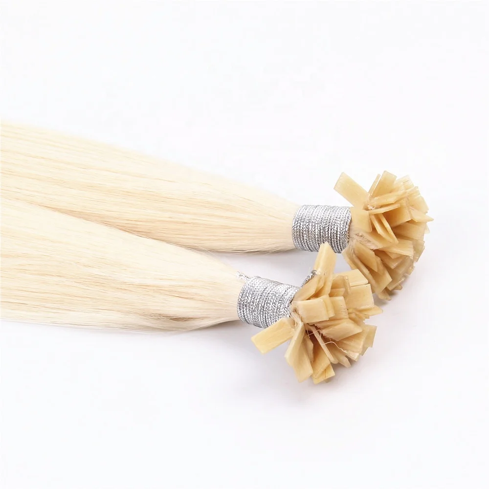 Russian Prebonded Cuticle Aligned Human Hair Virgin Blonde Flat Tip 100 Human Keratin Tip Remy Hair Extensions