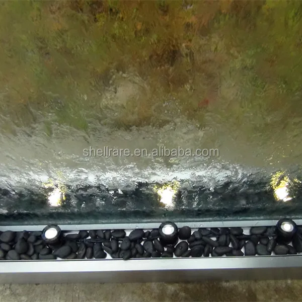 Фонтан-водопад 72 дюйма, прозрачное стекло, черное основание, внутреннее и наружное украшение, садовый водопад