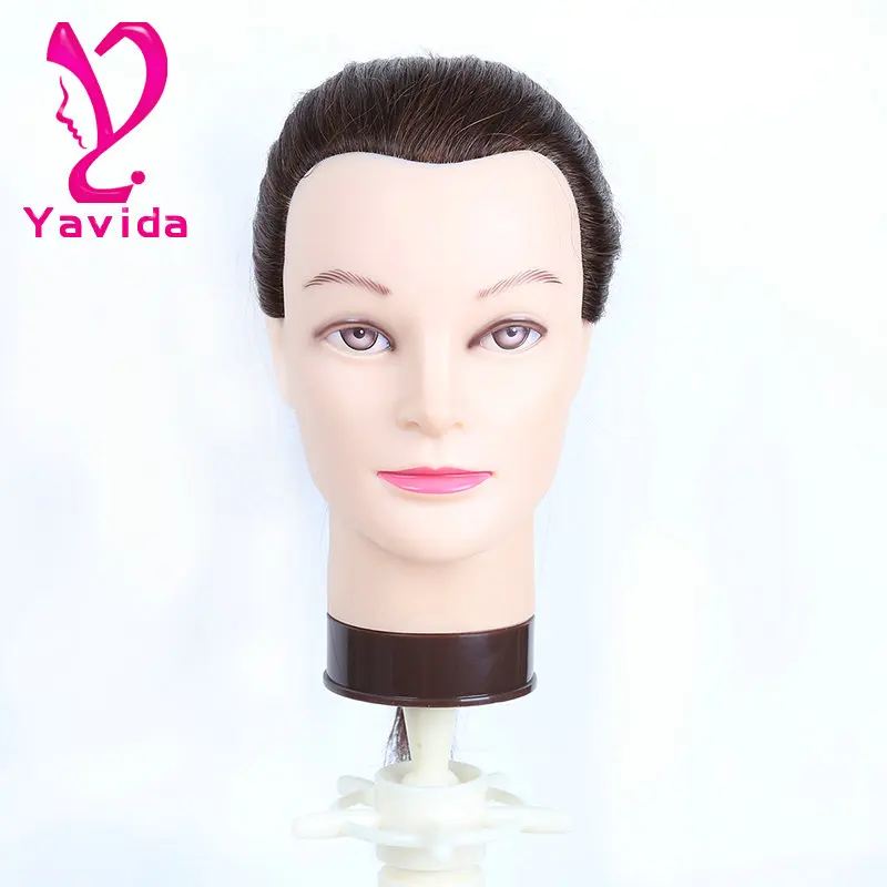 Lightweight Cosmetology 100% human hair training doll head training head for barber