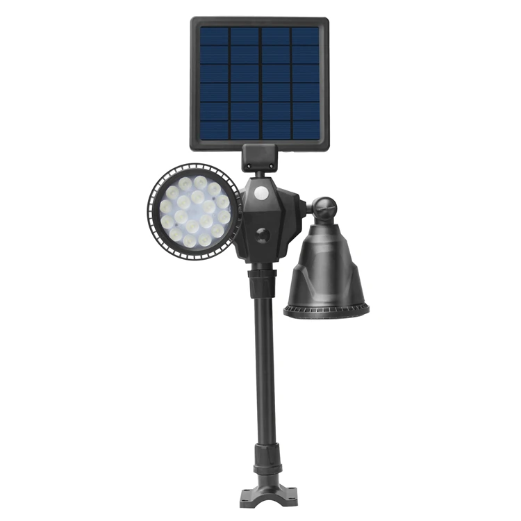 Wide Angle Daylight White Dual-Head Motion Sensor Yard Driveway Solar Light Led Spotlight