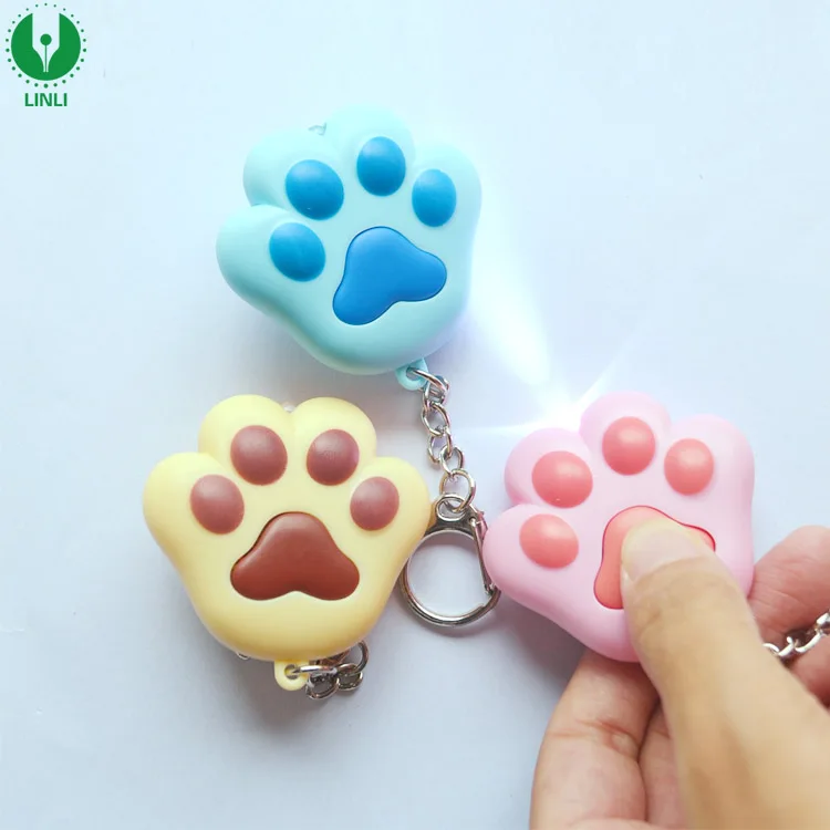 Rubber Finished Sound Led Dog Pet Paw Keychain, Cat Paw Keyring, Led Animal Paw Keychain