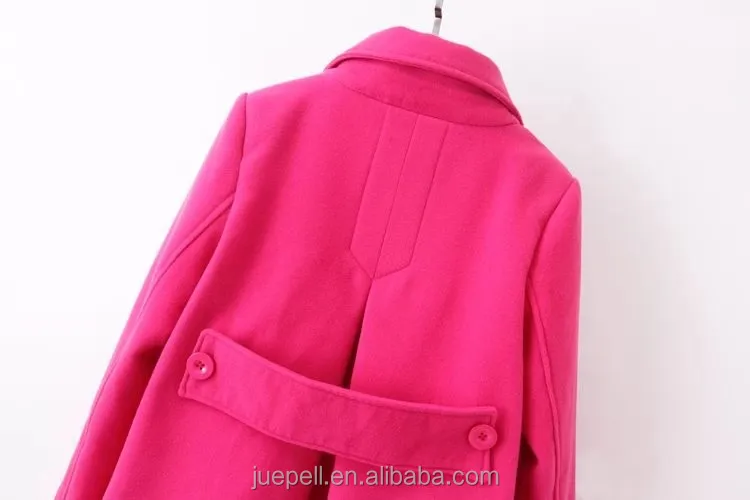 
OEM plus size winter thick women slim woolen pea coat/peacoat 