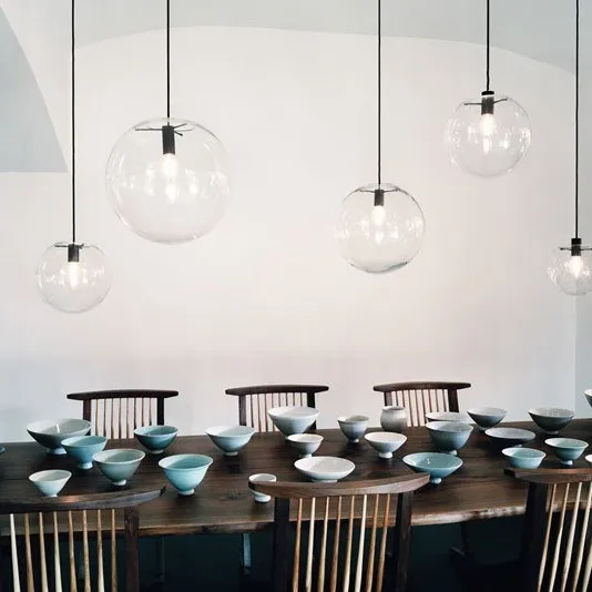 
European Single Head Restaurant Postmodern Bubble Glass Ball Chandelier 