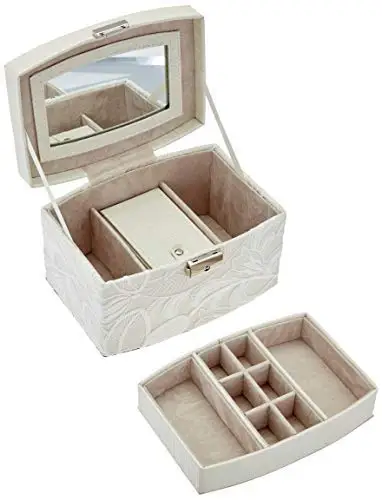
Leather PU double layer princess wooden jewelry box, cosmetic box hand jewelry jewelry gift box treasure chest 