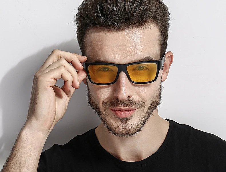 
wholesale big square plastic sun glasses yellow night vision lens custom logo private polarized sunglasses men 