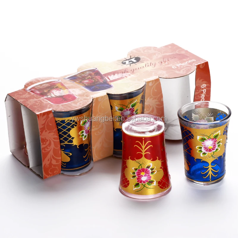 Wholesale Arabic Tea Cup  Set Of 6 Customized Printing Glass Cup