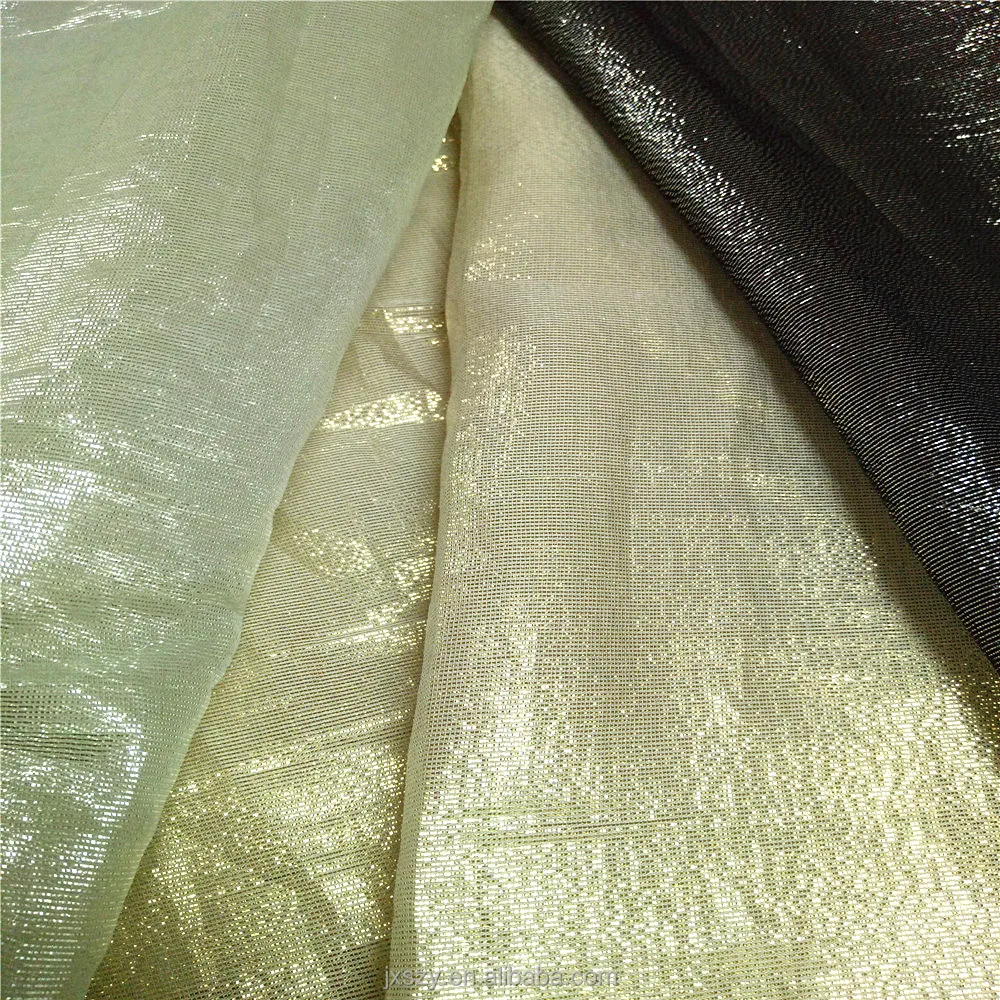 Silk Chiffon Lurex Fabric Gold Metallic Jacquard Silk Fabric