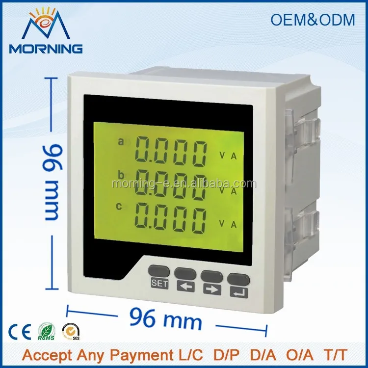 ME-3UIF6Y размер панели 72 * 72 three фазы переменного тока жк вольт ампер и частота измерения комбинированный счетчик