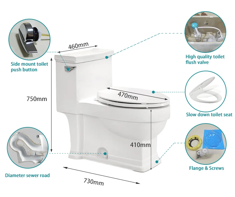 Washdown Floor Mounted Siphonic Flushing One Piece Composting Toilet Waterless