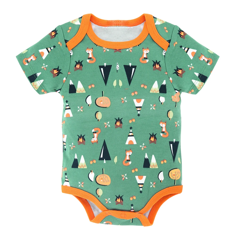 High Quality 2 PCS Cool Little Fox Print Baby Rompers Bodysuit Set Boys Clothing Jumpsuit Bamboo Soft Fabric For Newborn