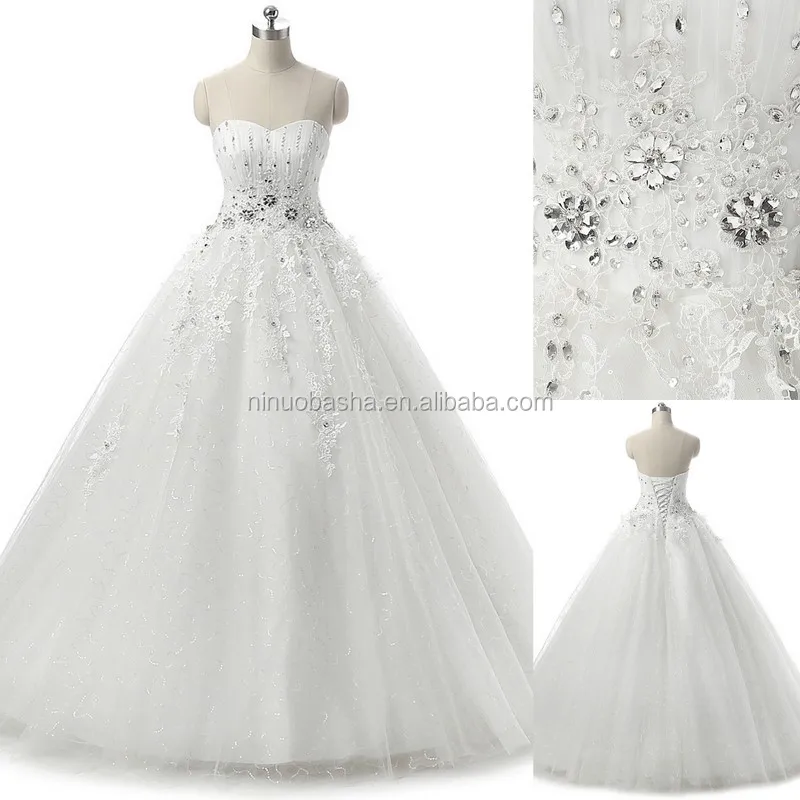 NW1189 Pictures of Latest Wedding Gown Design Venice Appliques Beaded Ball Bridal Dress