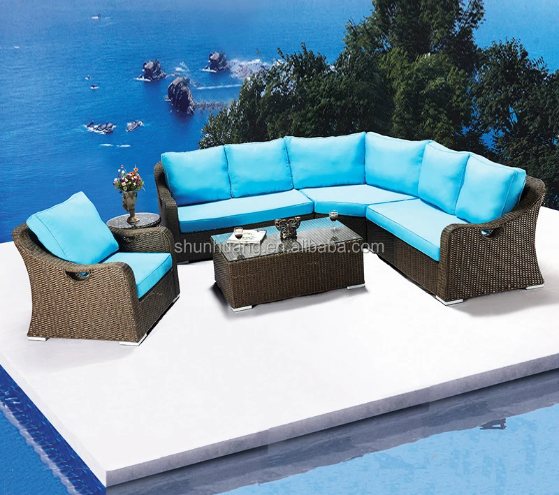 Garden furniture metal frame wicker soft rattan sofa chair