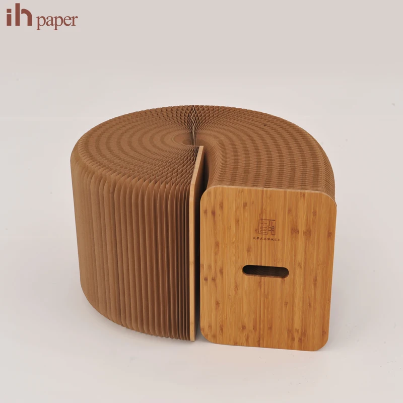 Ihpaper Design Brand Kraft paper Creative Portable Storage Living Room Beauty Folding Chair