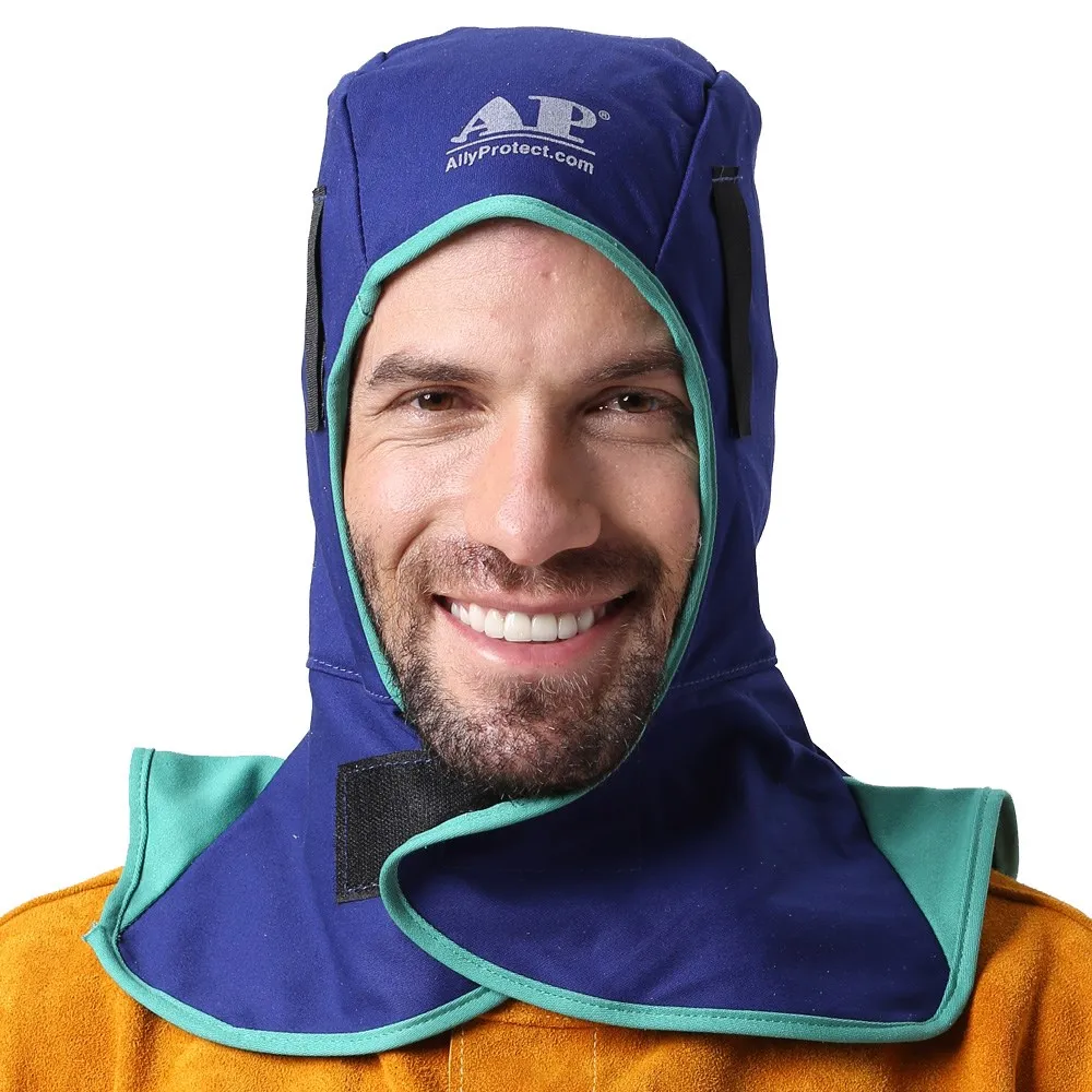 
Protective Welder Hat Hood Head Cover Cape Flame Retardant Protection Cow Leather Welding Safety Cap 
