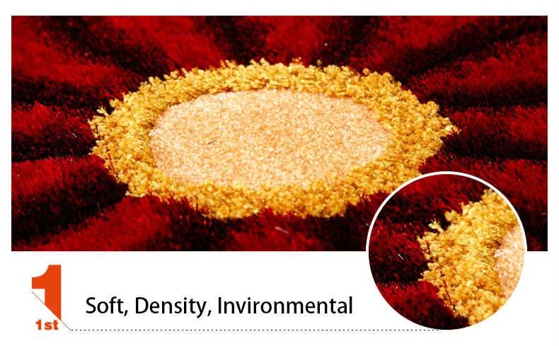 Polyester rose color round sunflower shaggy carpet