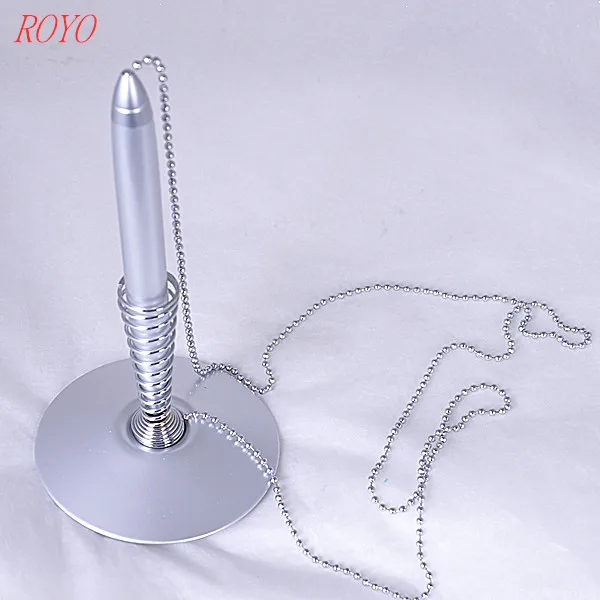 High quality stylist desk ballpen base ballpointpen with chain metal office desk table ballpoint pen  with custom logo