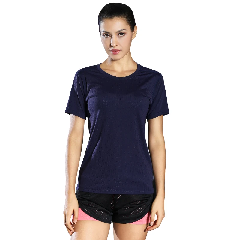Лидер продаж, женские быстросохнущие футболки с коротким рукавом для бега, йоги