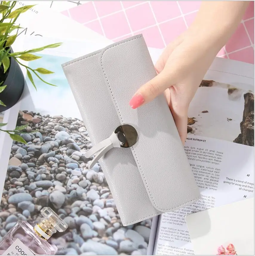 2018 fashion woman solid color long wallet without logo