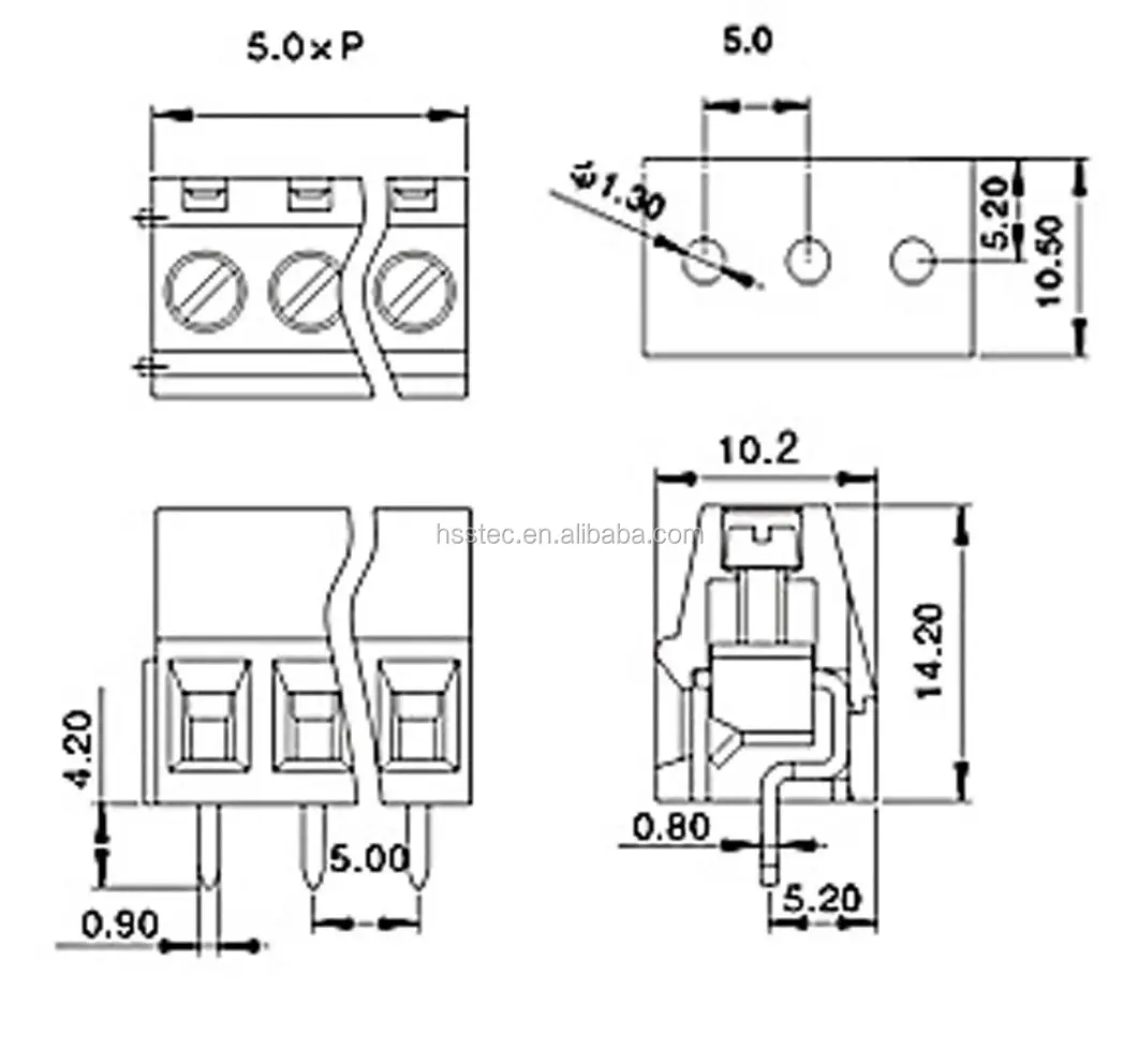 
3P Straight Screw Terminal Block Connector 300V 15A 5mm 5.0mm Pitch 3 Pin 