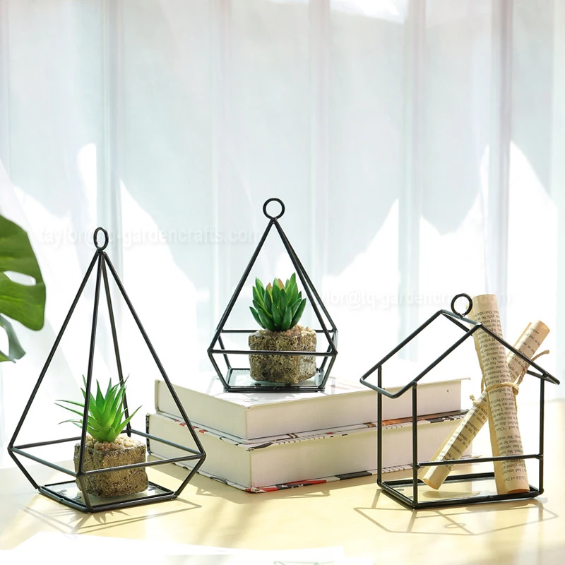 
Iron Flower Rack Geometric Frame Modern Simple Style Desk Display Hanging Home Decor 