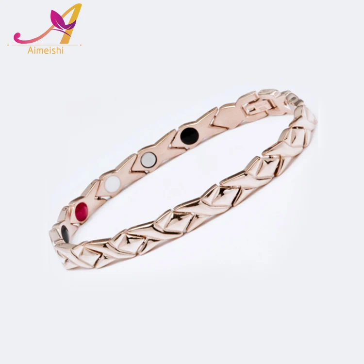 Japanese Pure Titanium 4 in 1 energy elements health care magnetic therapy women energy titanium bracelet