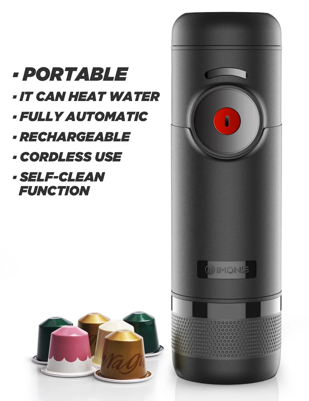 Automatic single cup one touch espresso capsule portable black coffee machine outdoor