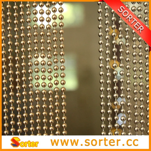 Decorative hanging salon room divider with metal  6mm ball chain curtain