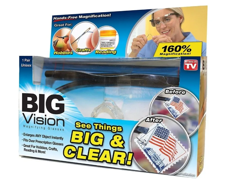 160% Magnification Big Vision Glasses Magnifying Eyewear Reading Glass