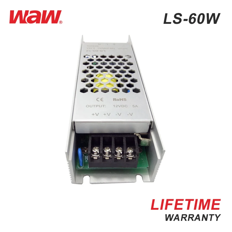 LS-60-48 1.25A 48V output 60W Ultra-thin LED driver Switch Power Supply with CE ROHS