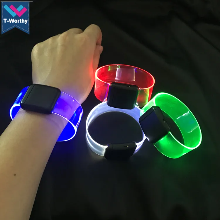 New Arrivals Magnet Clasp Laser Engrave LOGO Glowing  LED Bracelet Light Up Bangle