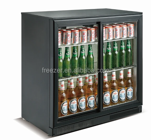 Manufacturer wholesale bar showcase Beer Fridge double glass door Commercial Refrigerator stainless steel back bar cooler