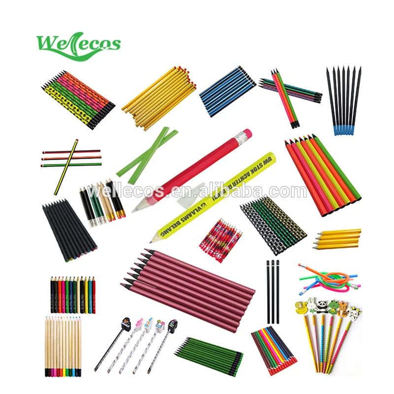 High Quality and Cheap Eco-friendly, could meet EU standard Color Wooden Pencil with Logo Customized