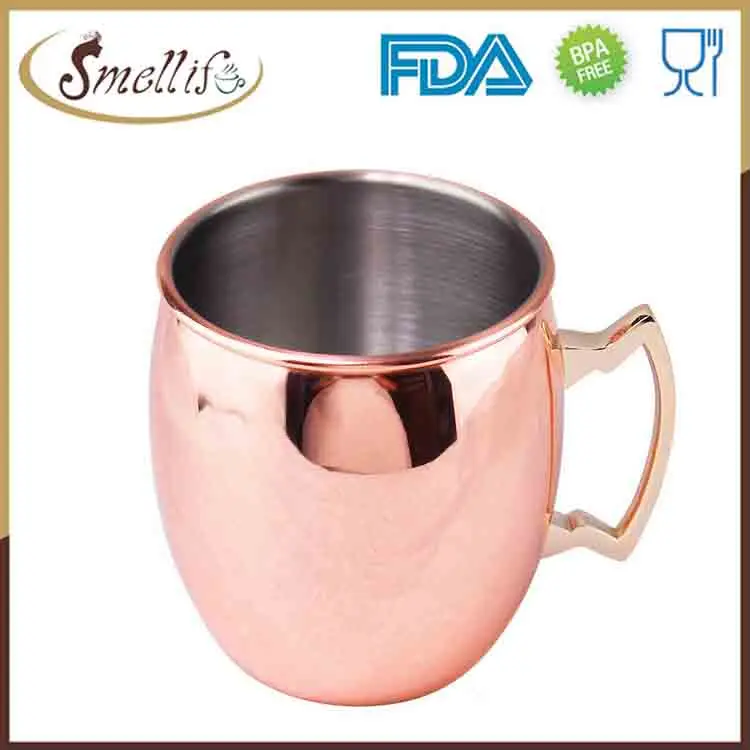 500ml hammered stainless steel antique custom Moscow Mule solid copper beer cocktail mugs with handle